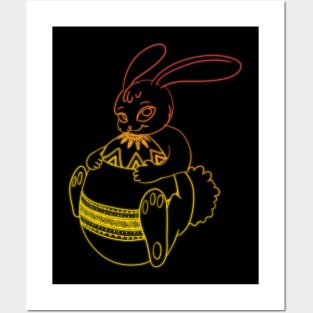 Easter bunny sunset neon Posters and Art